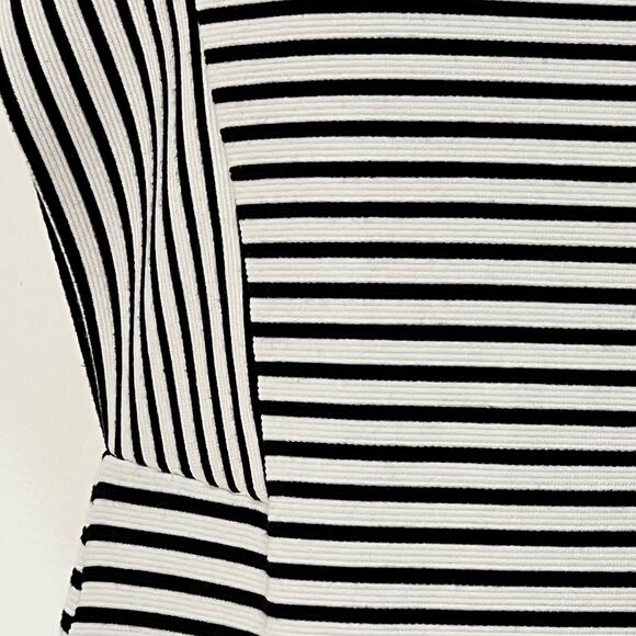 Derek Lam Size 40 US 4 V Neck Sheath Dress Black White Striped Stretch Chic Work - Picture 12 of 12